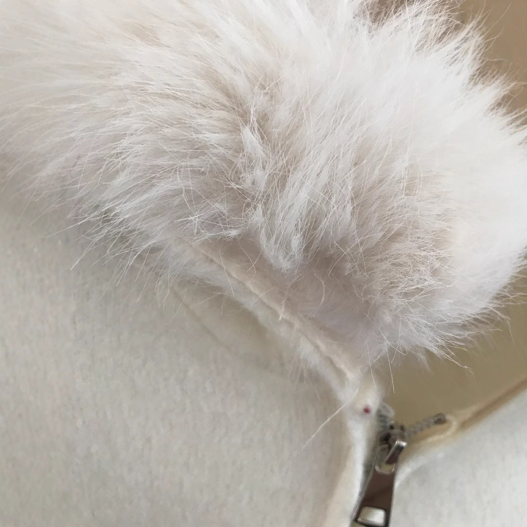 Cardigan femme capuche fourrure.