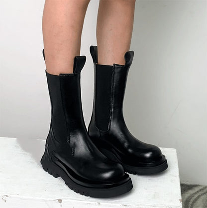 Bottes Martin en véritable cuir souple pour femmes, style britannique