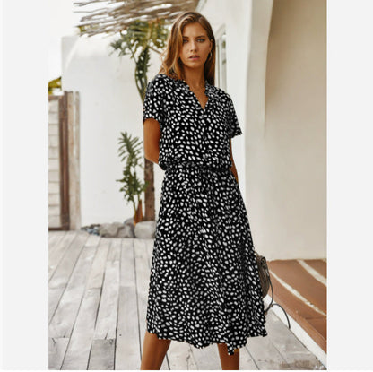 Robe d'Été Femme à Manches Courtes