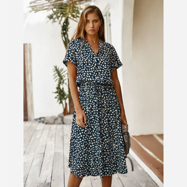 Robe d'Été Femme à Manches Courtes