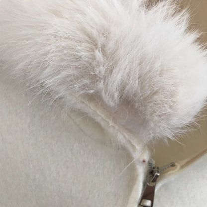 Cardigan femme capuche fourrure.