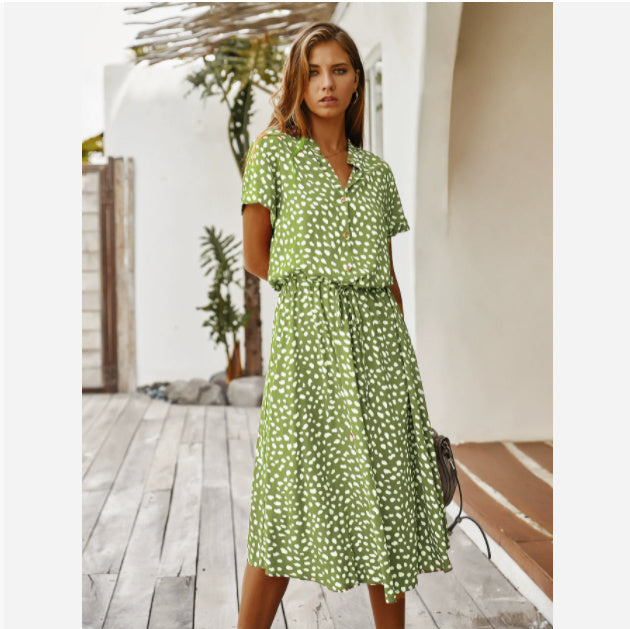 Robe d'Été Femme à Manches Courtes