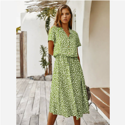 Robe d'Été Femme à Manches Courtes